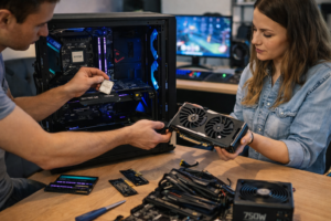 Pessoas montando um PC Gamer