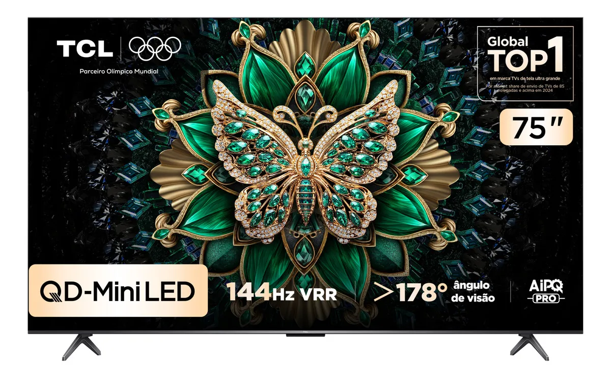 Smart TV TCL 75 polegadas QLED Mini LED modelo 75C6K com Google TV e HDR10+