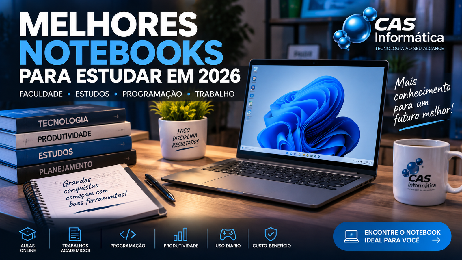 Melhores notebooks para estudar em 2026 para faculdade, programação, trabalho e estudos